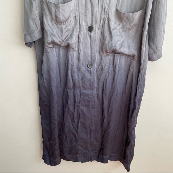 Raquel Allegra ombre maxi dress button front shirt dress long sleeve duster blue - Picture 6 of 12